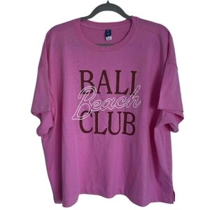 Pink Old Navy Women's Vintage Crew-Neck "Bali Beach Club" Graphic T-Shirt